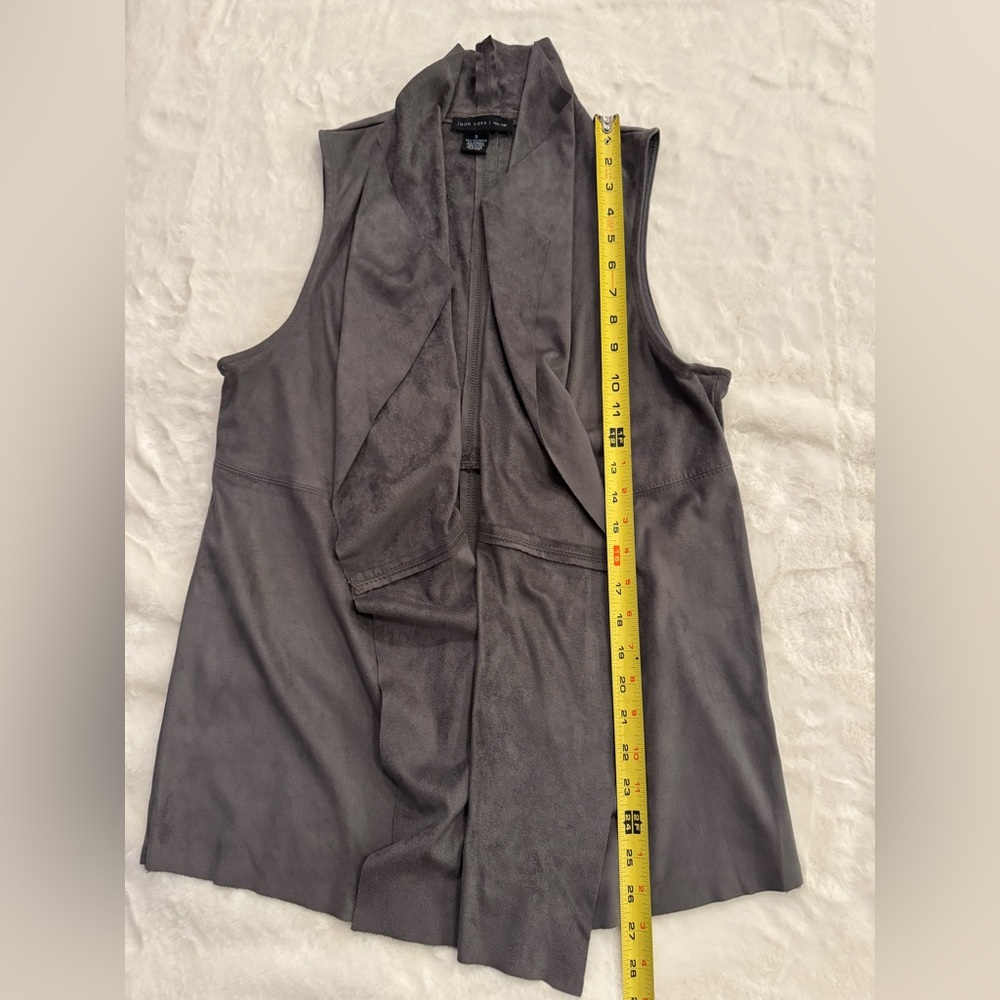 Joan Vass Faux Suede Gray Vest Cardigan- size S - Picture 9 of 10